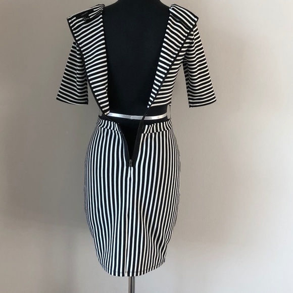 Forever 21 B+W Stripe Body ConCutout Zipper Dress - Picture 7 of 8